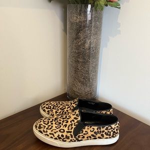 Cole Haan cheetah print calf hair slip on sneakers. Size 8B